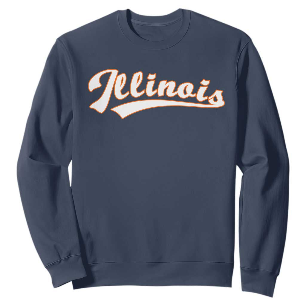 Illinois Vintage Orange Varsity Script Text Classic Sports Jersey Style Sweatshirt TS11 Navy Print Your Wear