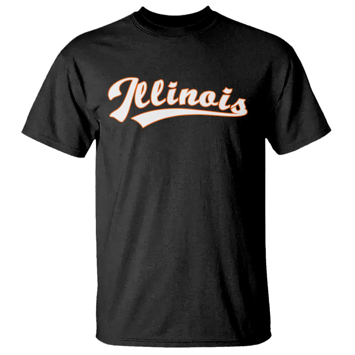 Illinois Vintage Orange Varsity Script Text Classic Sports Jersey Style T Shirt TS11 Black Print Your Wear