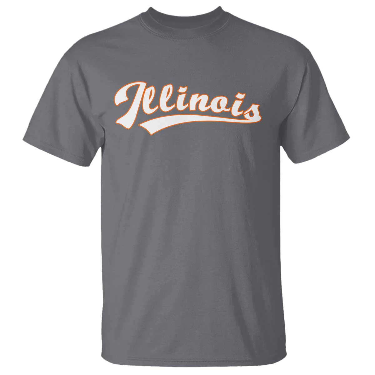 Illinois Vintage Orange Varsity Script Text Classic Sports Jersey Style T Shirt TS11 Charcoal Print Your Wear