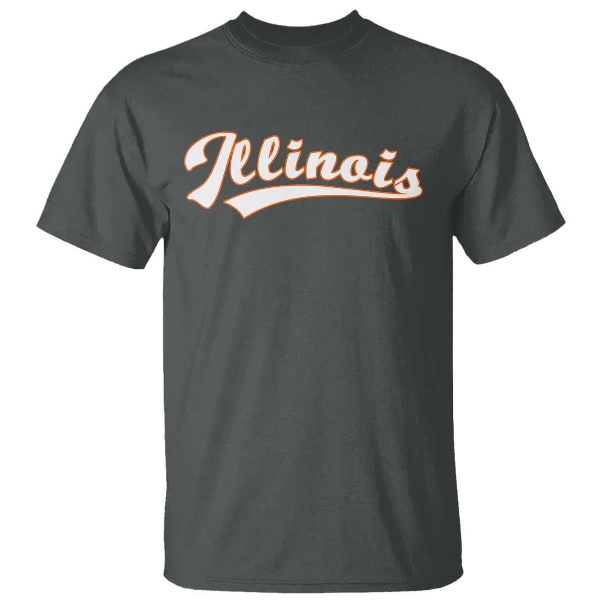 Illinois Vintage Orange Varsity Script Text Classic Sports Jersey Style T Shirt TS11 Dark Heather Print Your Wear