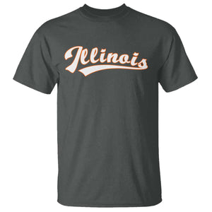 Illinois Vintage Orange Varsity Script Text Classic Sports Jersey Style T Shirt TS11 Dark Heather Print Your Wear