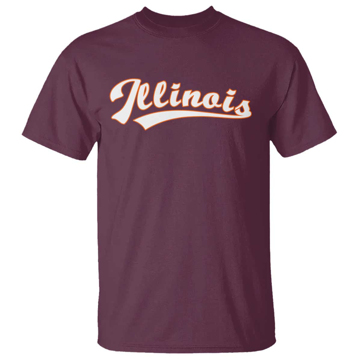 Illinois Vintage Orange Varsity Script Text Classic Sports Jersey Style T Shirt TS11 Maroon Print Your Wear