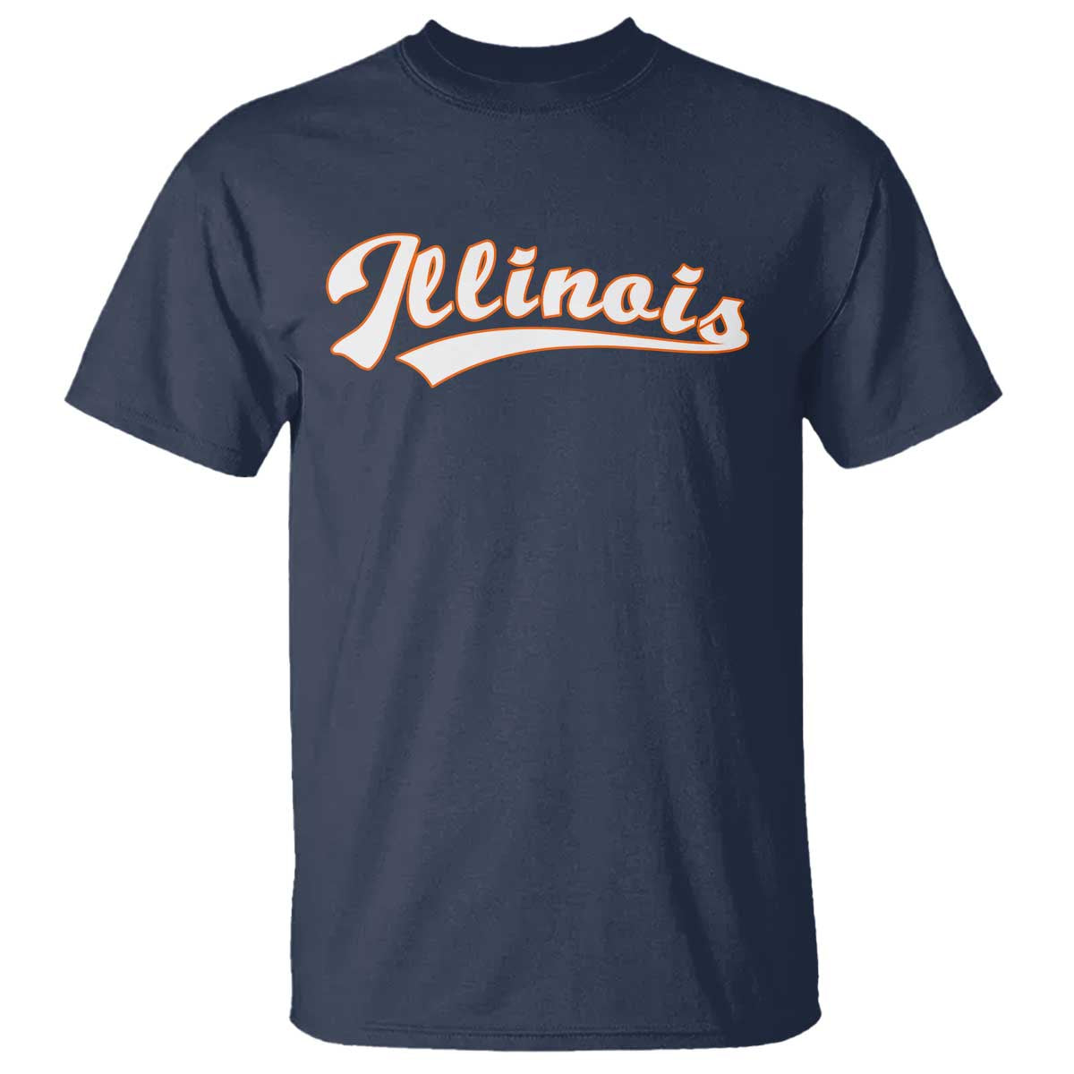 Illinois Vintage Orange Varsity Script Text Classic Sports Jersey Style T Shirt TS11 Navy Print Your Wear