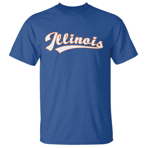 Illinois Vintage Orange Varsity Script Text Classic Sports Jersey Style T Shirt TS11 Royal Blue Print Your Wear