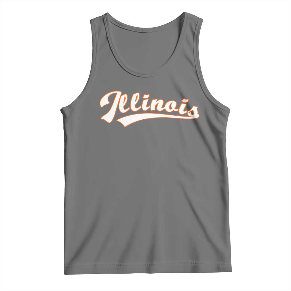 Illinois Vintage Orange Varsity Script Text Classic Sports Jersey Style Tank Top TS11 Black Heather Print Your Wear