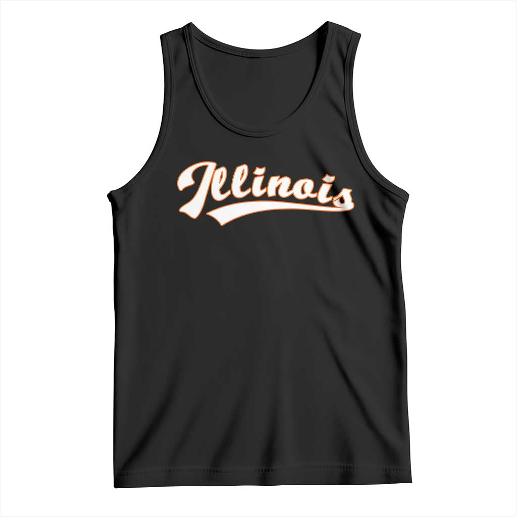 Illinois Vintage Orange Varsity Script Text Classic Sports Jersey Style Tank Top TS11 Black Print Your Wear