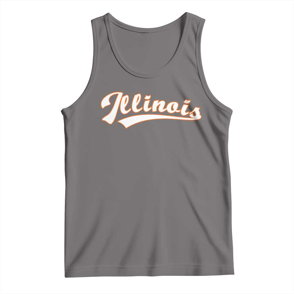 Illinois Vintage Orange Varsity Script Text Classic Sports Jersey Style Tank Top TS11 Deep Heather Print Your Wear