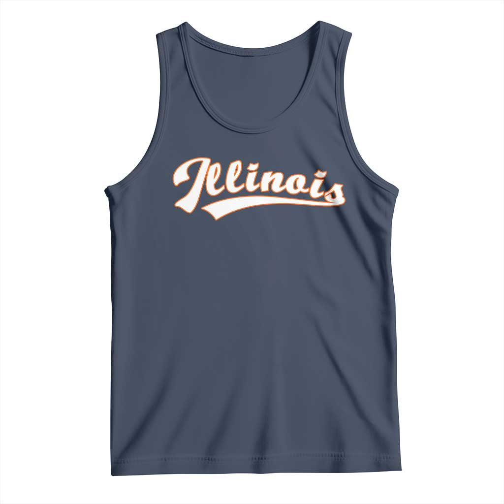Illinois Vintage Orange Varsity Script Text Classic Sports Jersey Style Tank Top TS11 Navy Print Your Wear