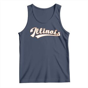 Illinois Vintage Orange Varsity Script Text Classic Sports Jersey Style Tank Top TS11 Navy Print Your Wear