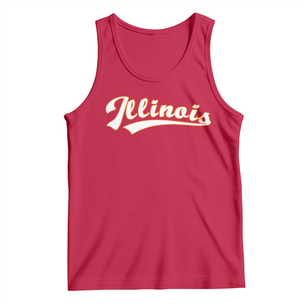 Illinois Vintage Orange Varsity Script Text Classic Sports Jersey Style Tank Top TS11 Red Print Your Wear