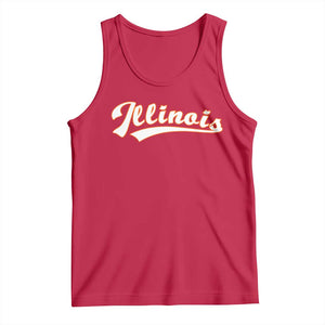 Illinois Vintage Orange Varsity Script Text Classic Sports Jersey Style Tank Top TS11 Red Print Your Wear
