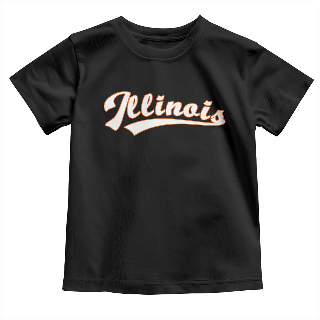 Illinois Vintage Orange Varsity Script Text Classic Sports Jersey Style Toddler T Shirt TS11 Black Print Your Wear