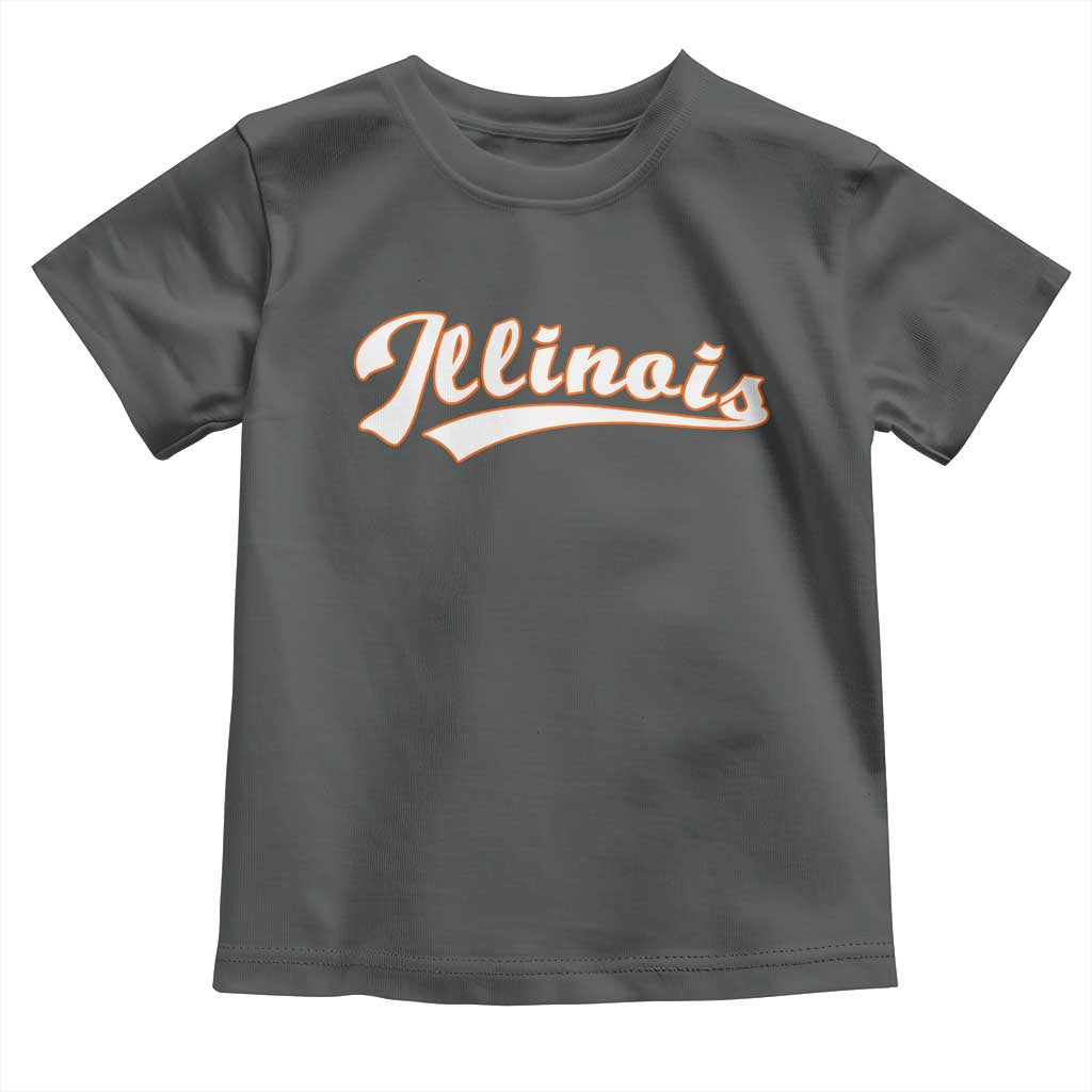 Illinois Vintage Orange Varsity Script Text Classic Sports Jersey Style Toddler T Shirt TS11 Dark Heather Print Your Wear