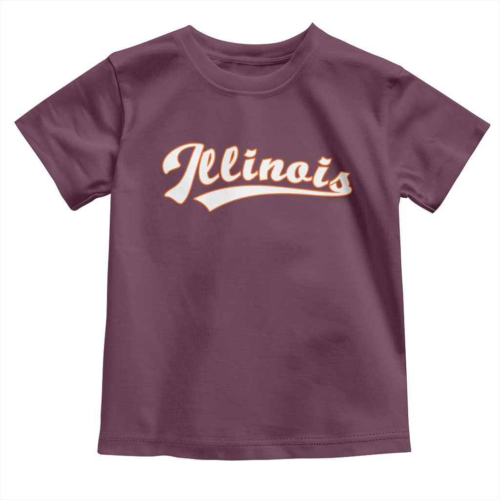 Illinois Vintage Orange Varsity Script Text Classic Sports Jersey Style Toddler T Shirt TS11 Maroon Print Your Wear
