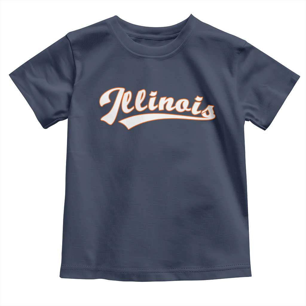 Illinois Vintage Orange Varsity Script Text Classic Sports Jersey Style Toddler T Shirt TS11 Navy Print Your Wear