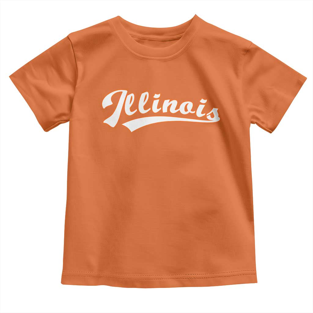 Illinois Vintage Orange Varsity Script Text Classic Sports Jersey Style Toddler T Shirt TS11 Orange Print Your Wear