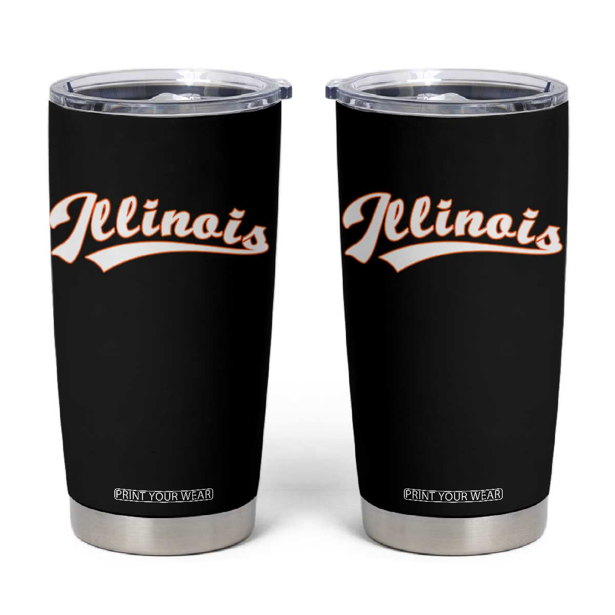 Illinois Vintage Orange Varsity Script Text Classic Sports Jersey Style Tumbler Cup TS11 Black Print Your Wear
