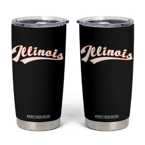 Illinois Vintage Orange Varsity Script Text Classic Sports Jersey Style Tumbler Cup TS11 Black Print Your Wear