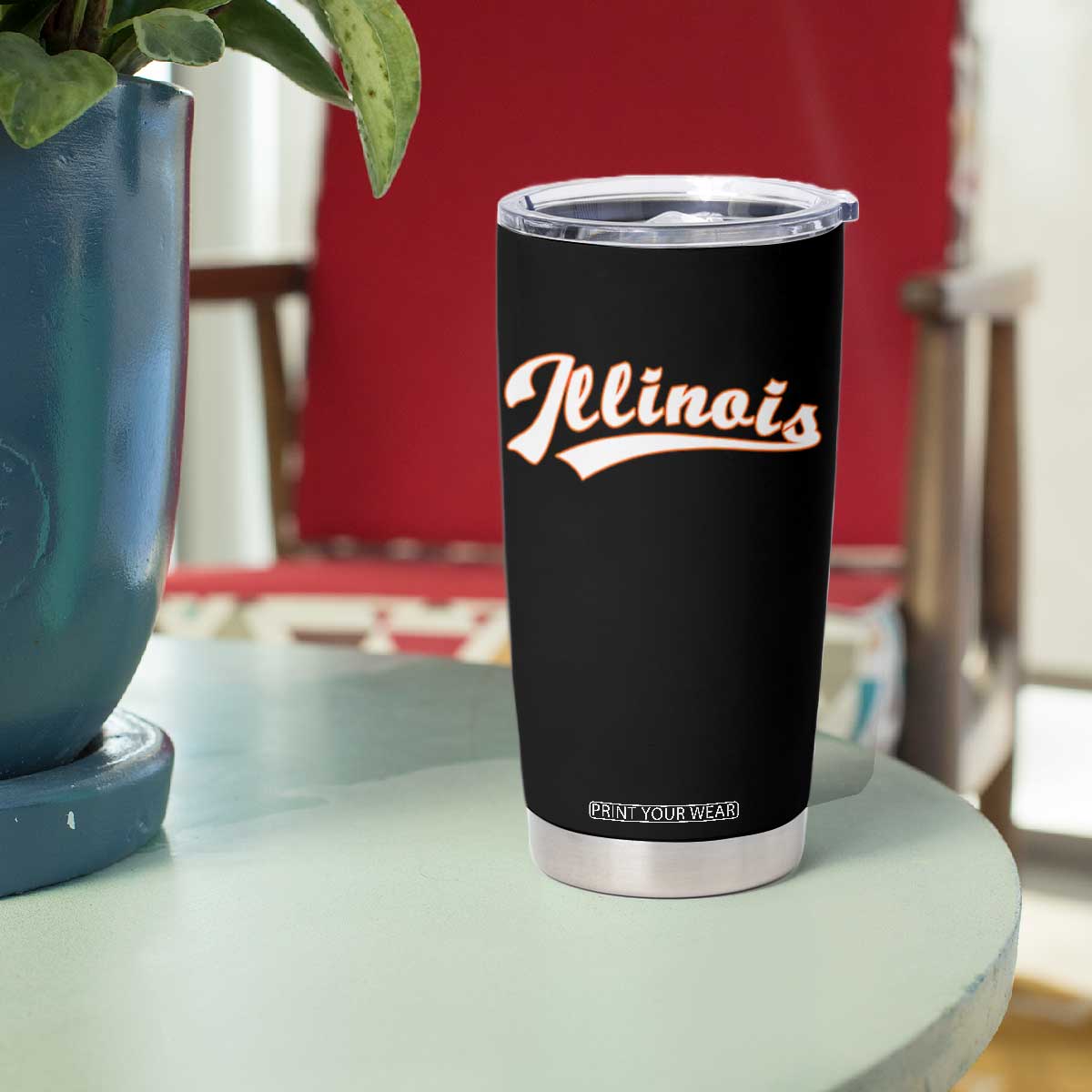 Illinois Vintage Orange Varsity Script Text Classic Sports Jersey Style Tumbler Cup TS11 Print Your Wear