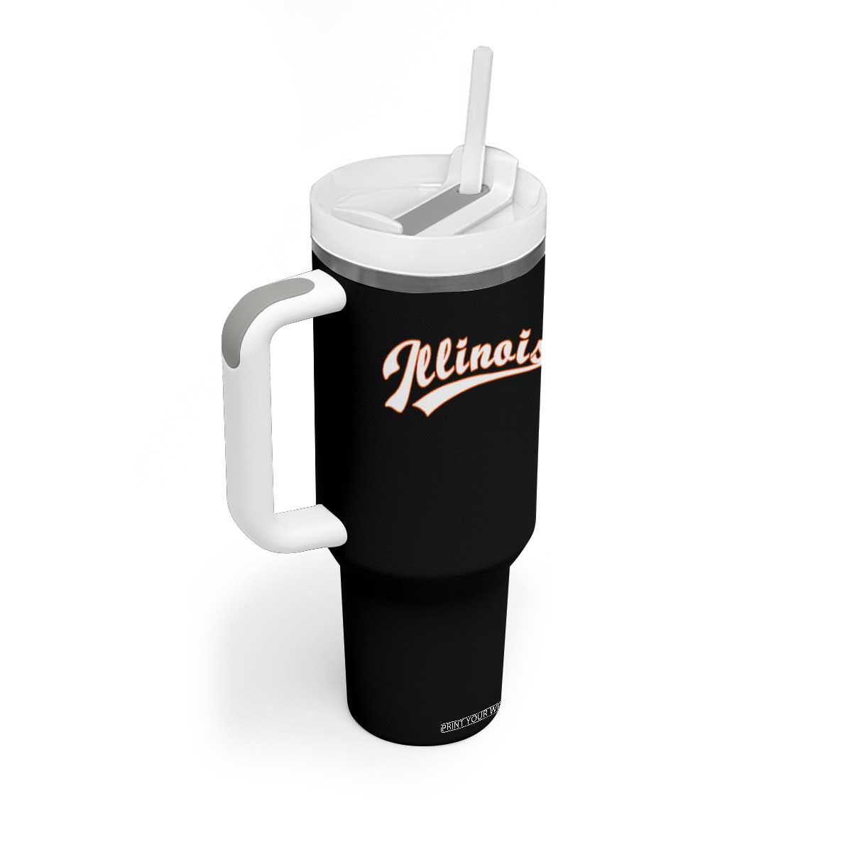 Illinois Vintage Orange Varsity Script Text Classic Sports Jersey Style Tumbler With Handle TS11 Print Your Wear
