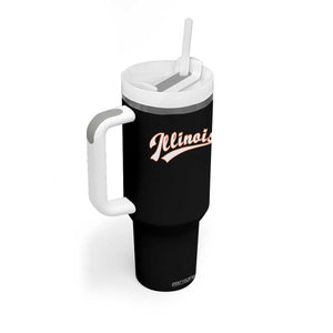 Illinois Vintage Orange Varsity Script Text Classic Sports Jersey Style Tumbler With Handle TS11 Print Your Wear