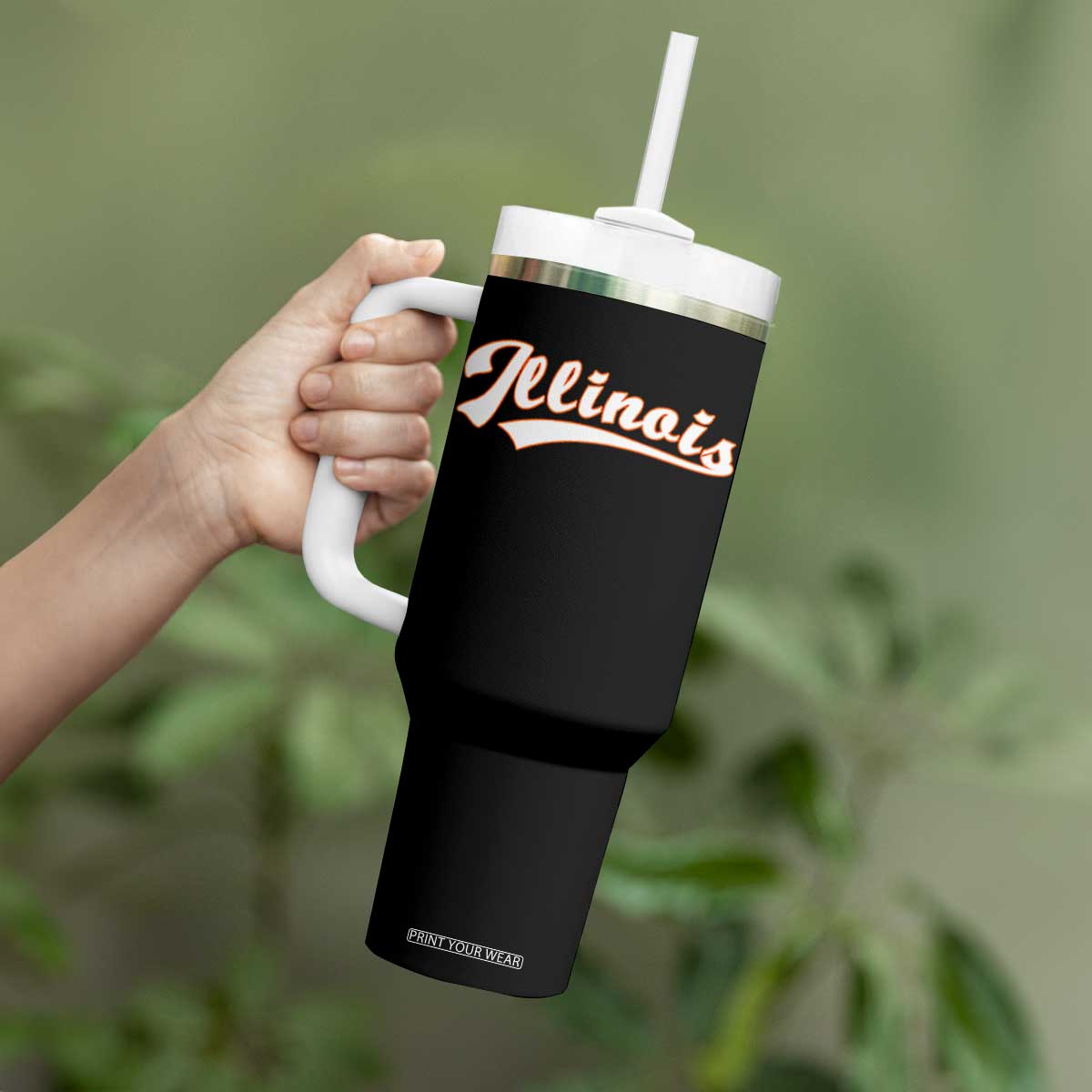 Illinois Vintage Orange Varsity Script Text Classic Sports Jersey Style Tumbler With Handle TS11 Print Your Wear