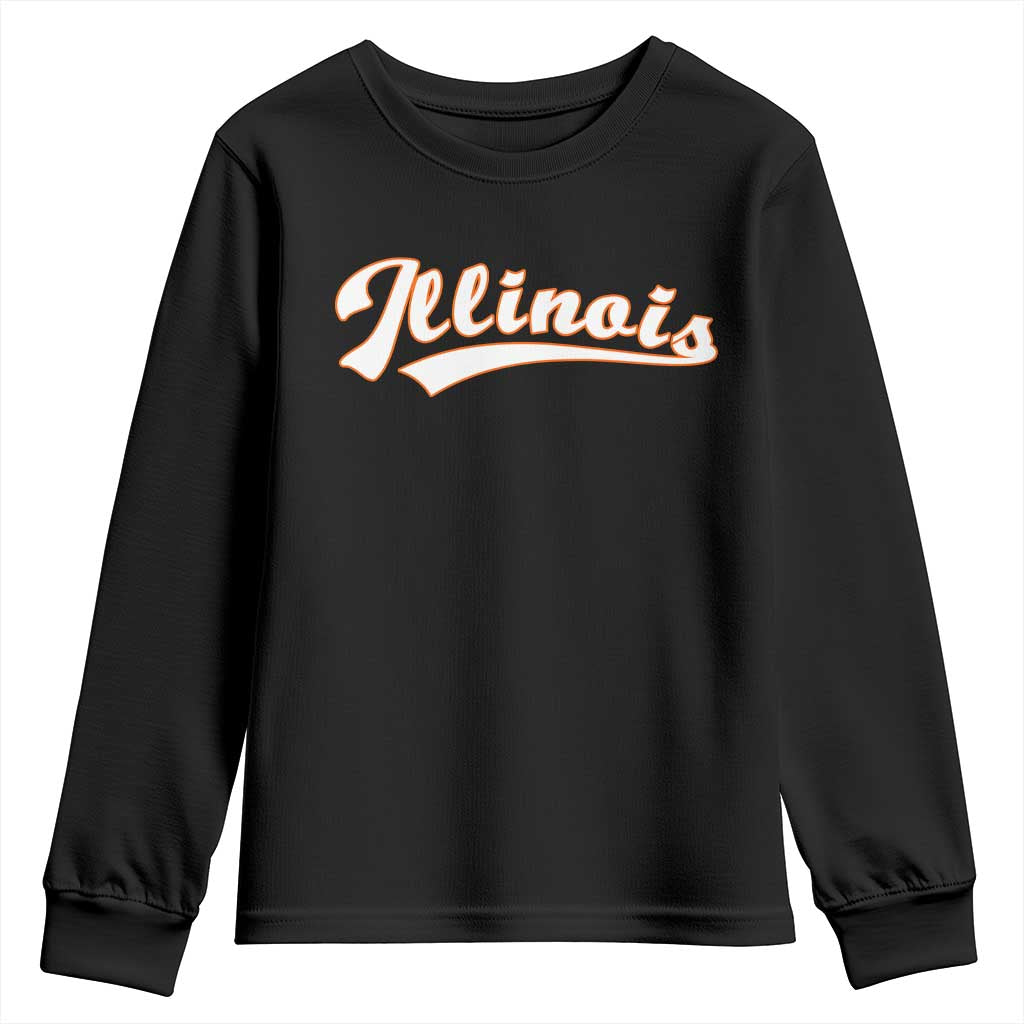 Illinois Vintage Orange Varsity Script Text Classic Sports Jersey Style Youth Sweatshirt TS11 Black Print Your Wear