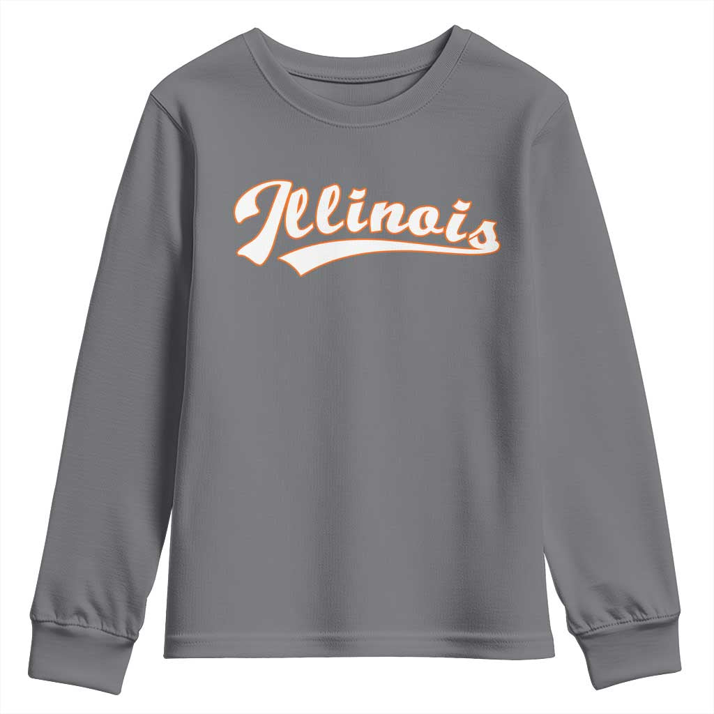 Illinois Vintage Orange Varsity Script Text Classic Sports Jersey Style Youth Sweatshirt TS11 Charcoal Print Your Wear