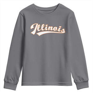 Illinois Vintage Orange Varsity Script Text Classic Sports Jersey Style Youth Sweatshirt TS11 Charcoal Print Your Wear