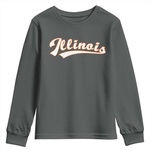 Illinois Vintage Orange Varsity Script Text Classic Sports Jersey Style Youth Sweatshirt TS11 Dark Heather Print Your Wear