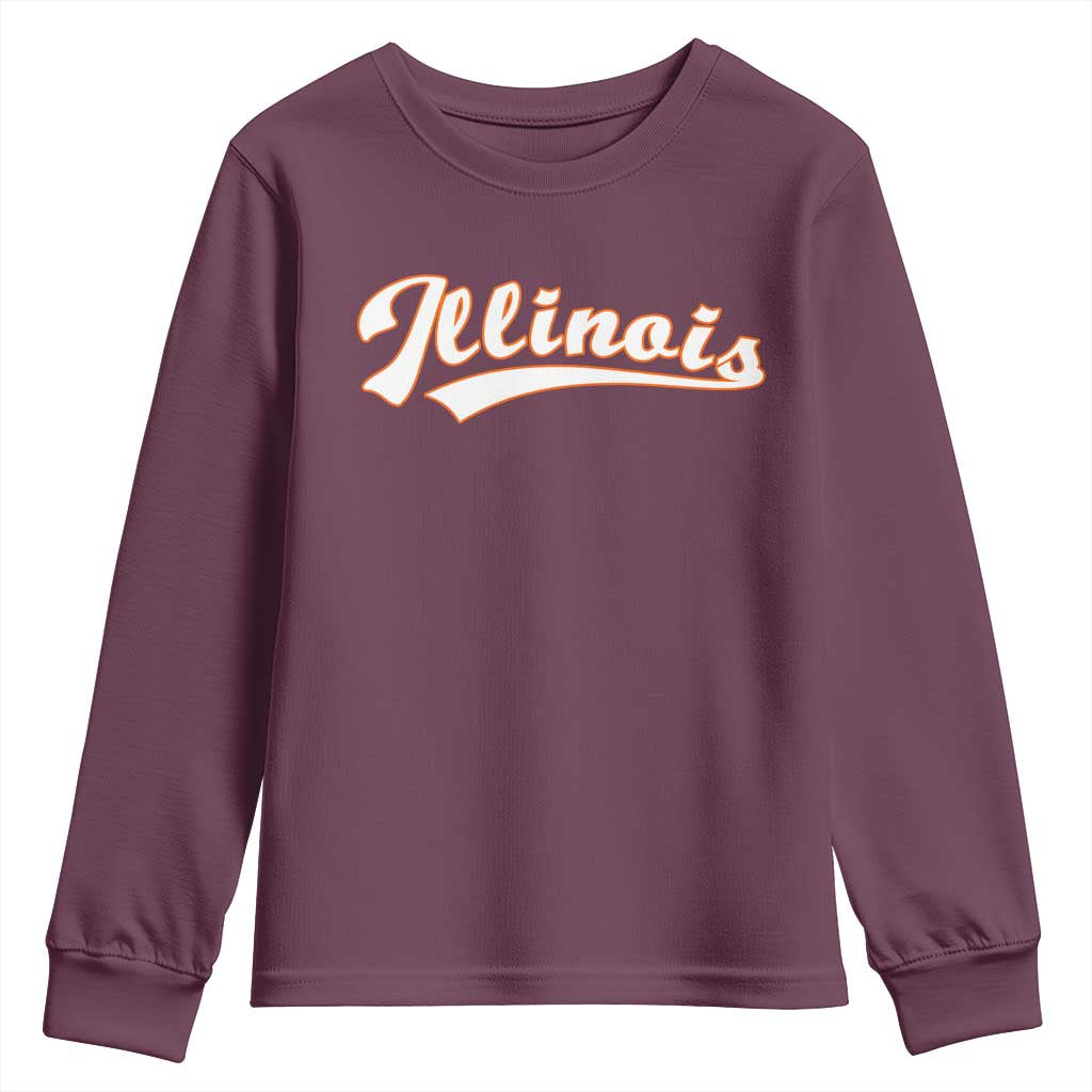 Illinois Vintage Orange Varsity Script Text Classic Sports Jersey Style Youth Sweatshirt TS11 Maroon Print Your Wear