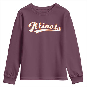 Illinois Vintage Orange Varsity Script Text Classic Sports Jersey Style Youth Sweatshirt TS11 Maroon Print Your Wear