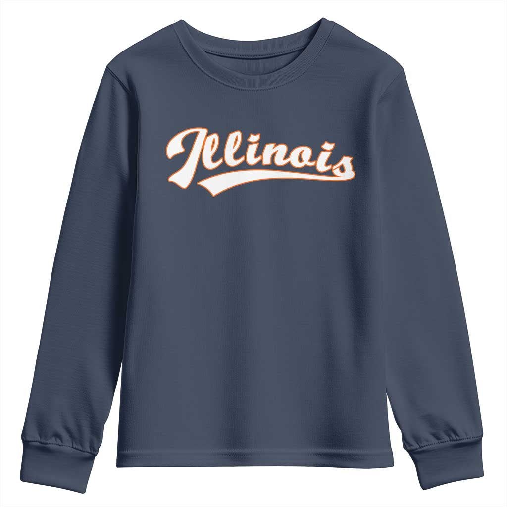 Illinois Vintage Orange Varsity Script Text Classic Sports Jersey Style Youth Sweatshirt TS11 Navy Print Your Wear