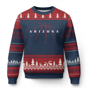 Arizona Fan Basketball Grooves Graphic AZ State Ugly Christmas Sweater TS11 Navy Red Print Your Wear