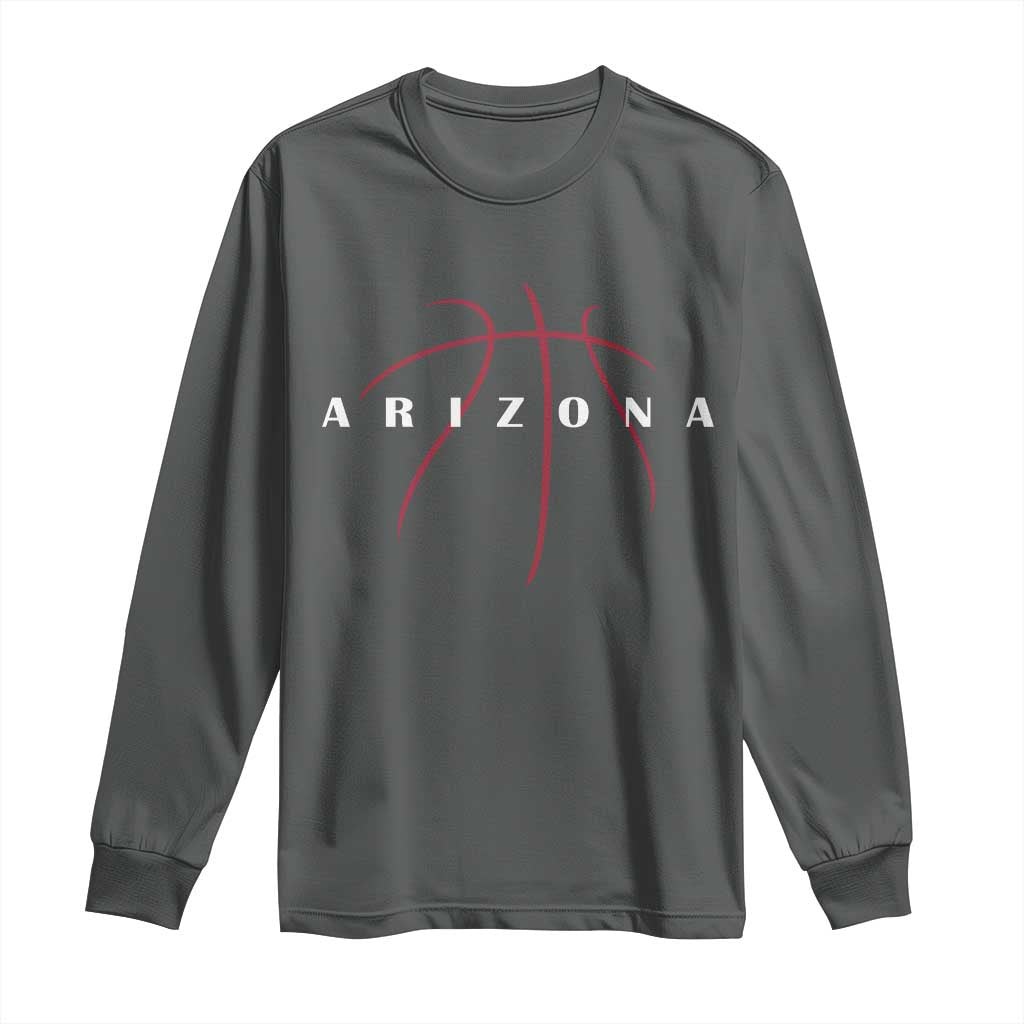 Arizona Fan Basketball Grooves Graphic AZ State Long Sleeve Shirt TS11 Dark Heather Print Your Wear
