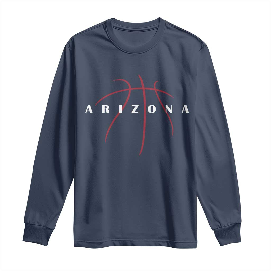 Arizona Fan Basketball Grooves Graphic AZ State Long Sleeve Shirt TS11 Navy Print Your Wear