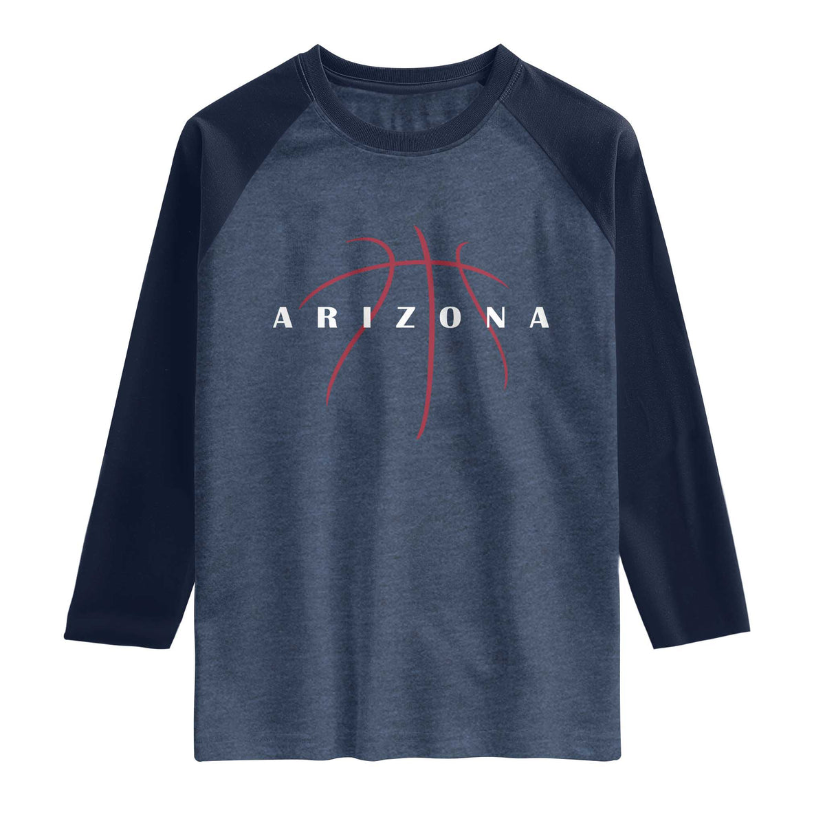 Arizona Fan Basketball Grooves Graphic AZ State Raglan Shirt TS11 Heather Denim Navy Print Your Wear