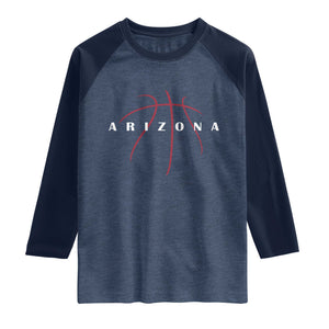 Arizona Fan Basketball Grooves Graphic AZ State Raglan Shirt TS11 Heather Denim Navy Print Your Wear
