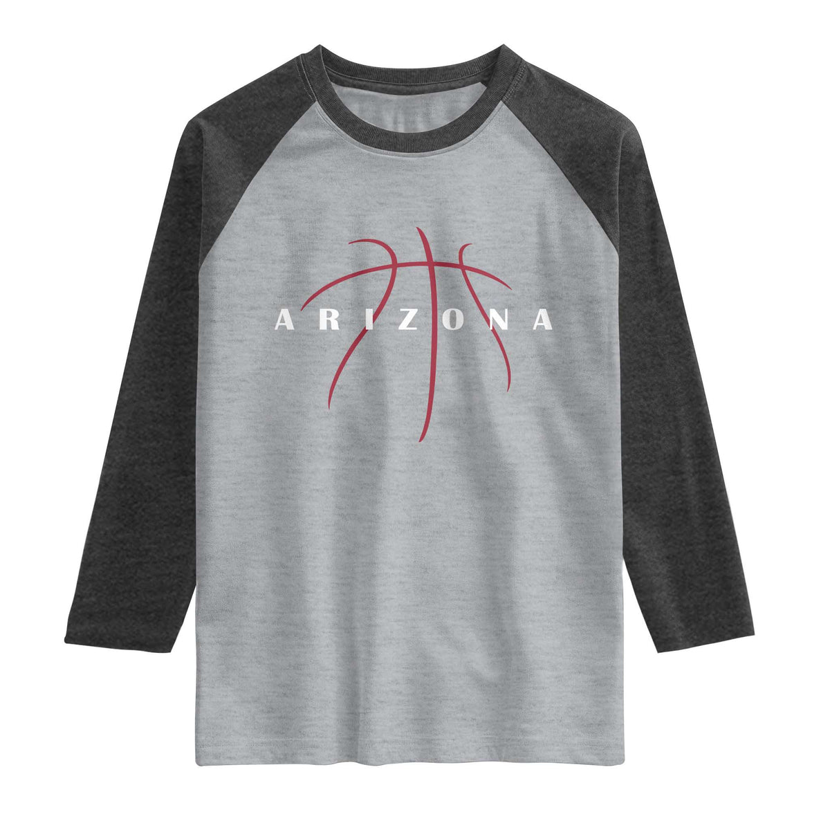 Arizona Fan Basketball Grooves Graphic AZ State Raglan Shirt TS11 Heather Gray Heather Charcoal Print Your Wear