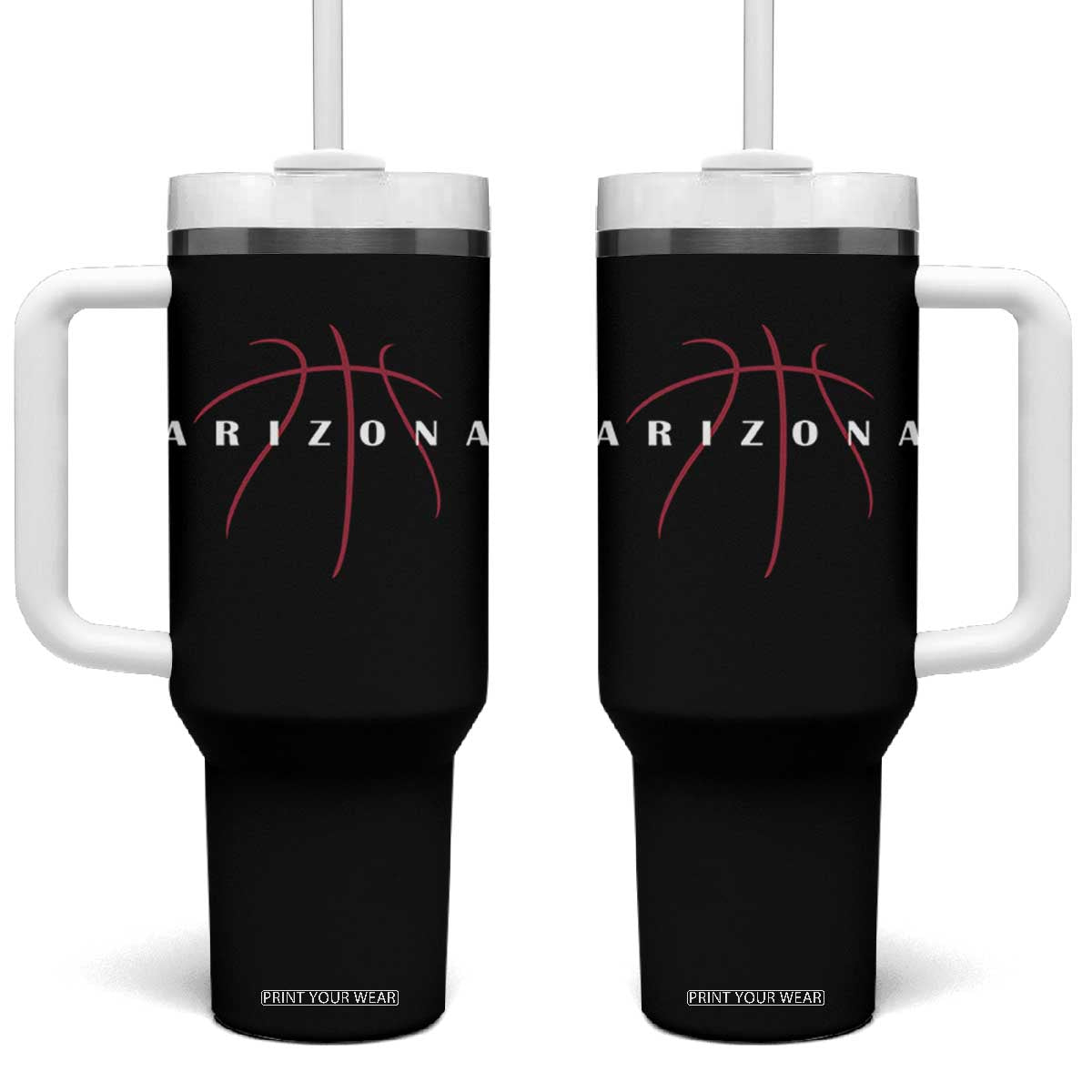 Arizona Fan Basketball Grooves Graphic AZ State Tumbler With Handle TS11 One Size: 40 oz Black Print Your Wear
