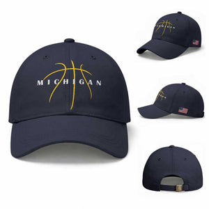 Michigan Fan Basketball Grooves Graphic MI State Baseball Cap TS11 Baseball Cap Universal Fit Navy Print Your Wear