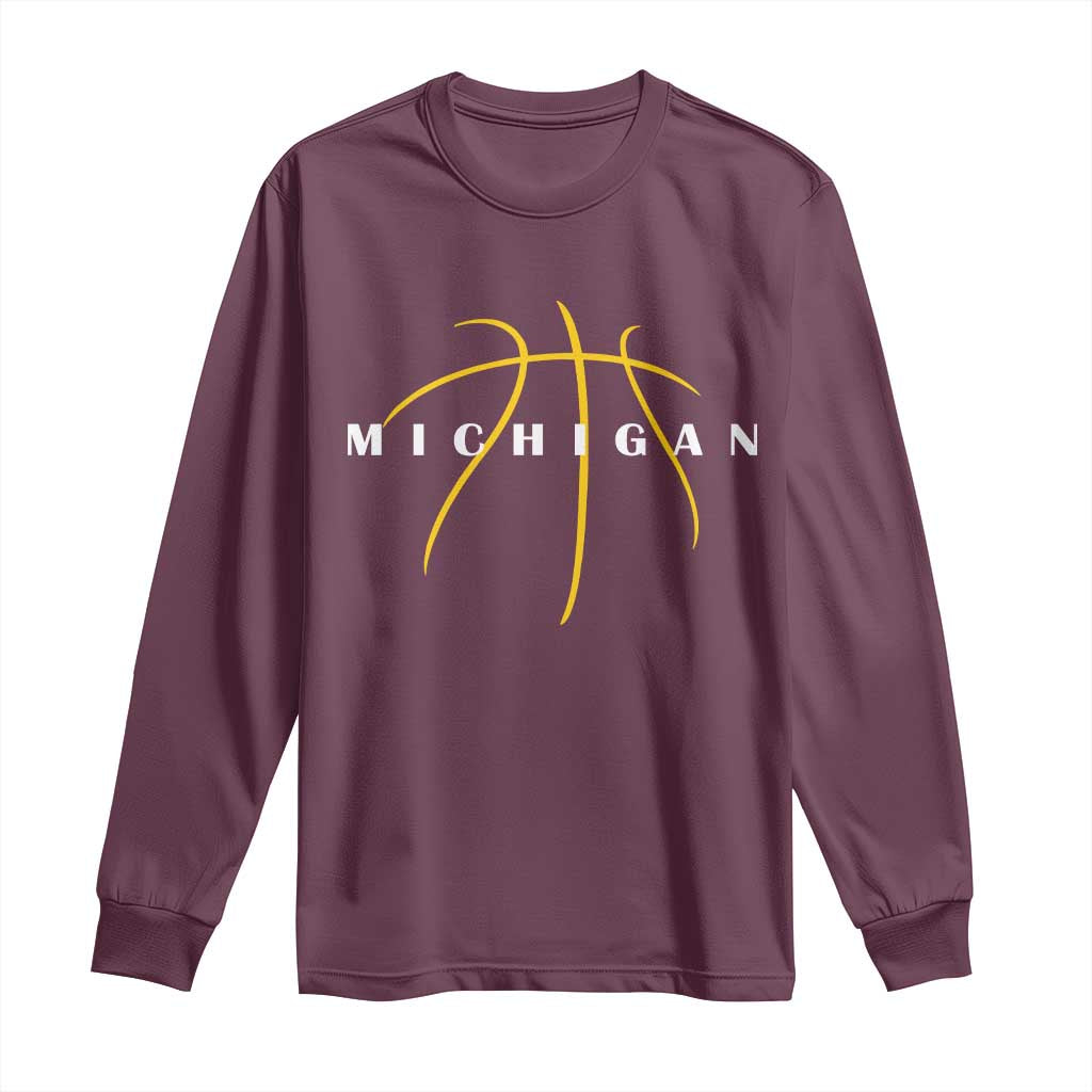 Michigan Fan Basketball Grooves Graphic MI State Long Sleeve Shirt TS11 Maroon Print Your Wear