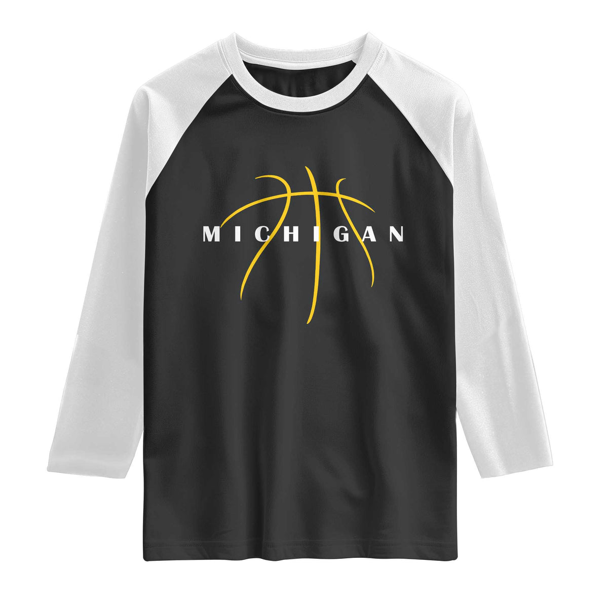 Michigan Fan Basketball Grooves Graphic MI State Raglan Shirt TS11 Black White Print Your Wear