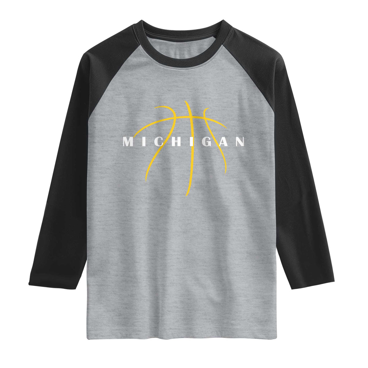 Michigan Fan Basketball Grooves Graphic MI State Raglan Shirt TS11 Heather Gray Black Print Your Wear