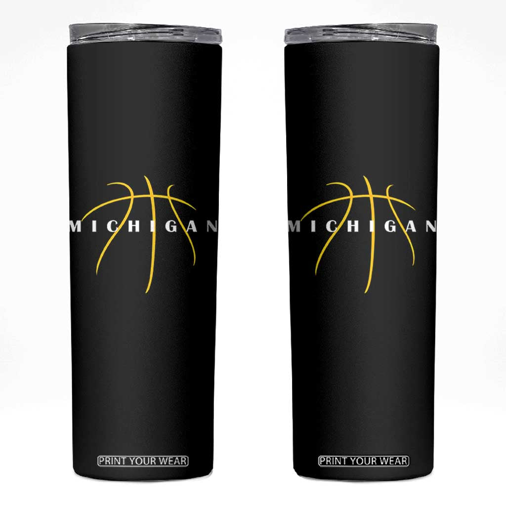 Michigan Fan Basketball Grooves Graphic MI State Skinny Tumbler TS11 Black Print Your Wear