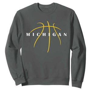 Michigan Fan Basketball Grooves Graphic MI State Sweatshirt TS11 Dark Heather Print Your Wear