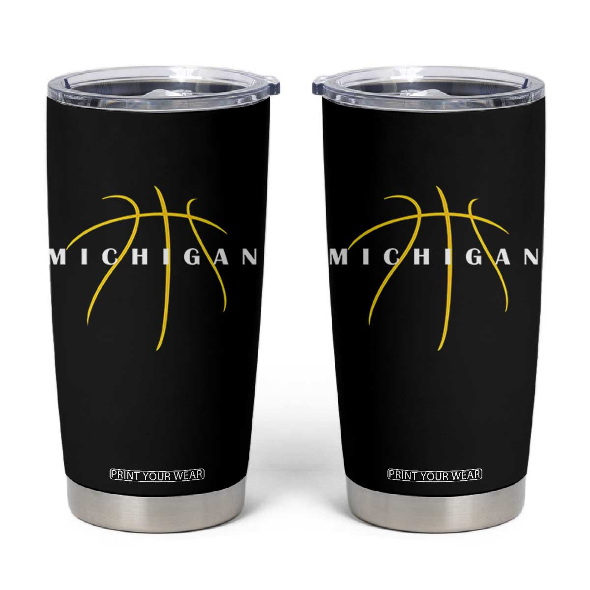 Michigan Fan Basketball Grooves Graphic MI State Tumbler Cup TS11 Black Print Your Wear