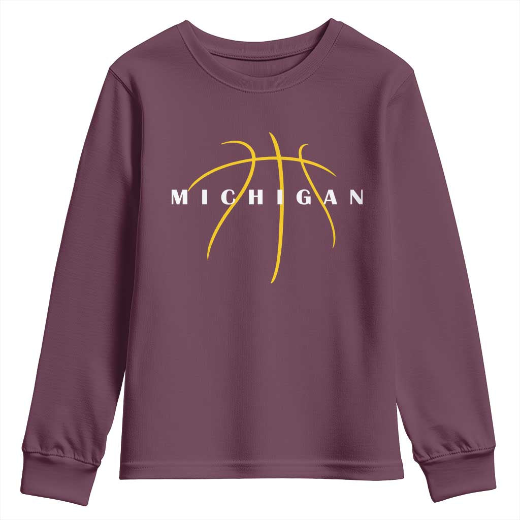 Michigan Fan Basketball Grooves Graphic MI State Youth Sweatshirt TS11 Maroon Print Your Wear