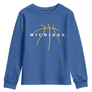Michigan Fan Basketball Grooves Graphic MI State Youth Sweatshirt TS11 Royal Blue Print Your Wear