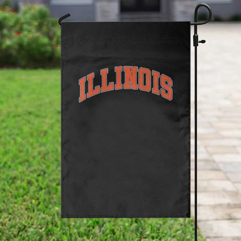 Illinois Sports Fan Garden Flag Vintage Orange Blue Throwback Text IL State TS11 Print Your Wear